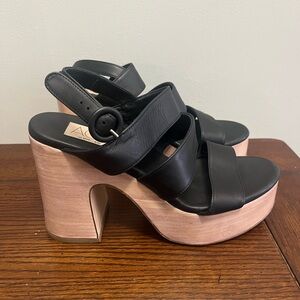 AGL Sista Multi band black leather heel‎  Sandal- Size 40